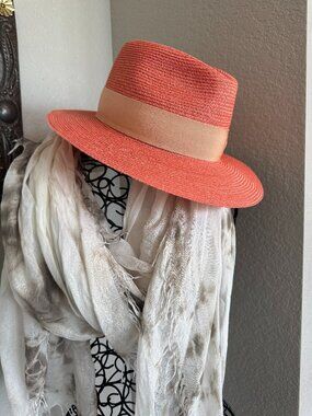 Authentic Maison Michel fedora Peach Med NWT